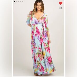 PinkBlush Mint Floral Sash Tie Maternity/Nursing Dress - NWT - XLarge